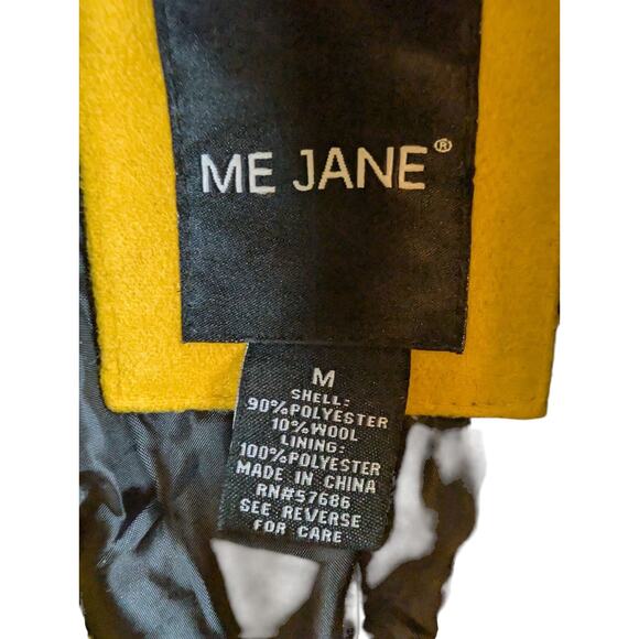 Me Jane Mustard Yellow Peacoat Wool Blend Medium Chic Classic Charming Elegant - Picture 6 of 6